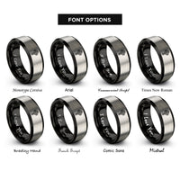 font options for inside engraving on black & grey celtic cross rings