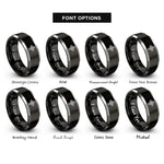 font options for inside engraving on black & silver celtic cross rings