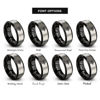 font options for inside engraving on black & silver celtic cross rings
