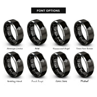 font options for inside engraving on black & silver celtic cross knotwork rings
