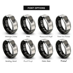 font options for inside engraving on black & gray celtic dragon knot rings