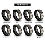 font options for inside engraving on black & silver celtic dragon knot rings
