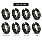 font options for inside engraving on black & grey celtic dragon knot rings