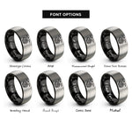 font options for inside engraving on black & gray celtic dragon knot rings