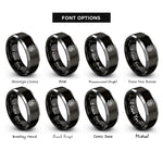 font options for inside engraving on black & gray celtic dragon knot rings