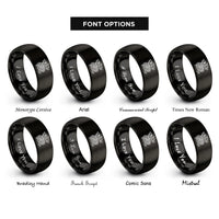 font options for inside engraving on black celtic dragon knot rings