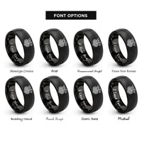 font options for inside engraving on black celtic dragon knot rings