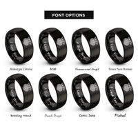 font options for inside engraving on black celtic dragon knot rings