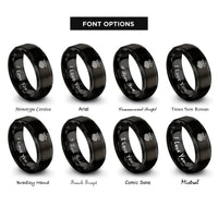 font options for inside engraving on black celtic dragon knot rings