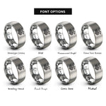font options for inside engraving on gray celtic dragon knot rings