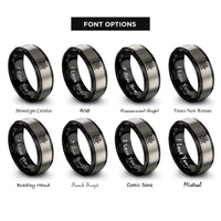 font options for inside engraving on black & gray celtic griffin knot rings