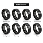 font options for inside engraving on black celtic griffin knot rings