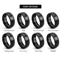 font options for inside engraving on black celtic griffin knot rings