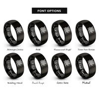 font options for inside engraving on black celtic griffin knot rings