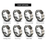 font options for inside engraving on grey celtic griffin knot rings