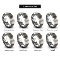 font options for inside engraving on grey celtic griffin knot rings