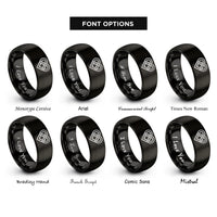 font options for inside engraving on black celtic heart knot rings