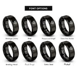 font options for inside engraving on black celtic heart knot rings