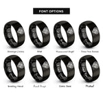 font options for inside engraving on black celtic heart knot rings