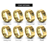 font options for inside engraving on gold celtic heart knot rings