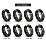 font options for inside engraving on black & silver celtic horse knot rings