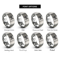 font options for inside engraving on grey celtic horse knot rings