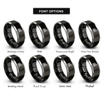 font options for inside engraving on black & grey celtic hound knot rings