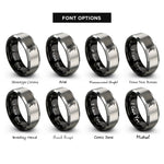 font options for inside engraving on black & grey celtic hound knot rings