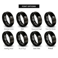 font options for inside engraving on black celtic hound knot rings