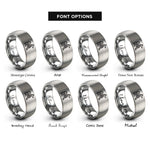 font options for inside engraving on grey celtic hound knot rings