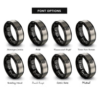 font options for inside engraving on black & grey celtic knot skull rings