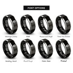 font options for inside engraving on black & gray celtic knot skull rings