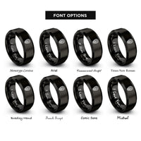 font options for inside engraving on black celtic knot skull rings
