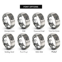 font options for inside engraving on gray celtic knot skull rings