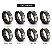 font options for inside engraving on black & grey celtic knot triquetra rings