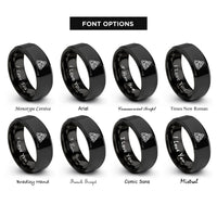font options for inside engraving on black celtic knot triquetra rings