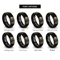 font options for inside engraving on gunmetal & black celtic knot triquetra rings