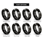 font options for inside engraving on black & gray celtic knotwork circle rings