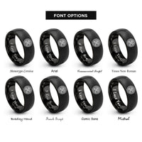 font options for inside engraving on black celtic knotwork circle rings