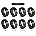 font options for inside engraving on black celtic knotwork circle rings