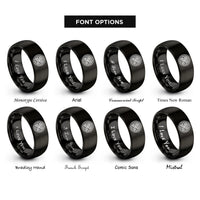 font options for inside engraving on black celtic knotwork circle rings