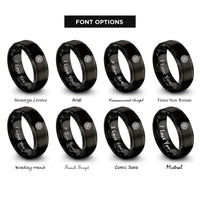 font options for inside engraving on black celtic knotwork circle rings