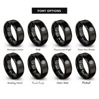 font options for inside engraving on black celtic knotwork circle rings