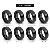 font options for inside engraving on black celtic knotwork circle rings
