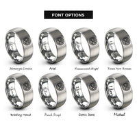 font options for inside engraving on gray celtic knotwork circle rings