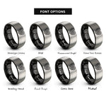 font options for inside engraving on black & gray celtic love knot rings