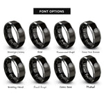 font options for inside engraving on black & gray celtic love knot rings