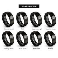 font options for inside engraving on black celtic love knot rings