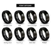 font options for inside engraving on black celtic love knot rings