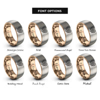 font options for inside engraving on rose gold & silver celtic love knot rings
